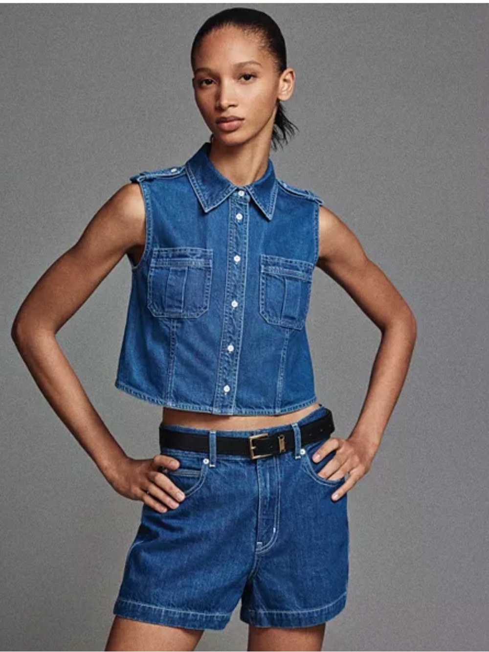 NWT FRAME The Major Sleeveless Denim Shirt Regulation Wash Size XL